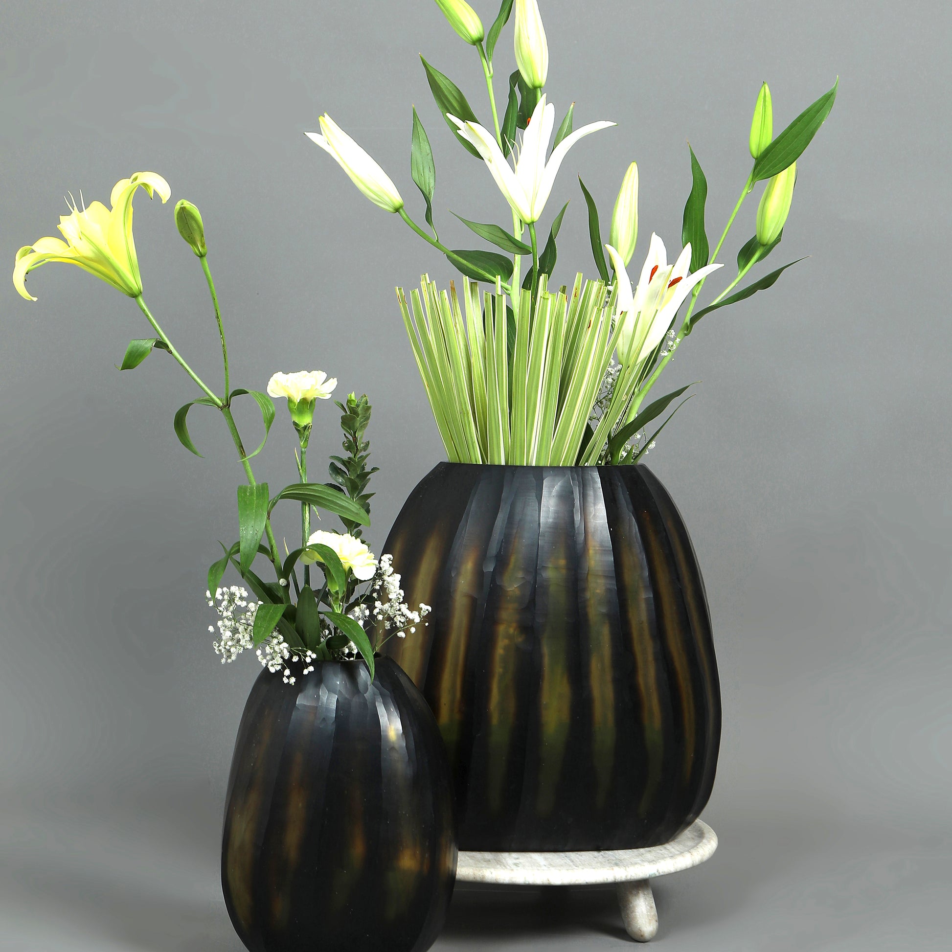 Hand Cut Glass Vase Set
