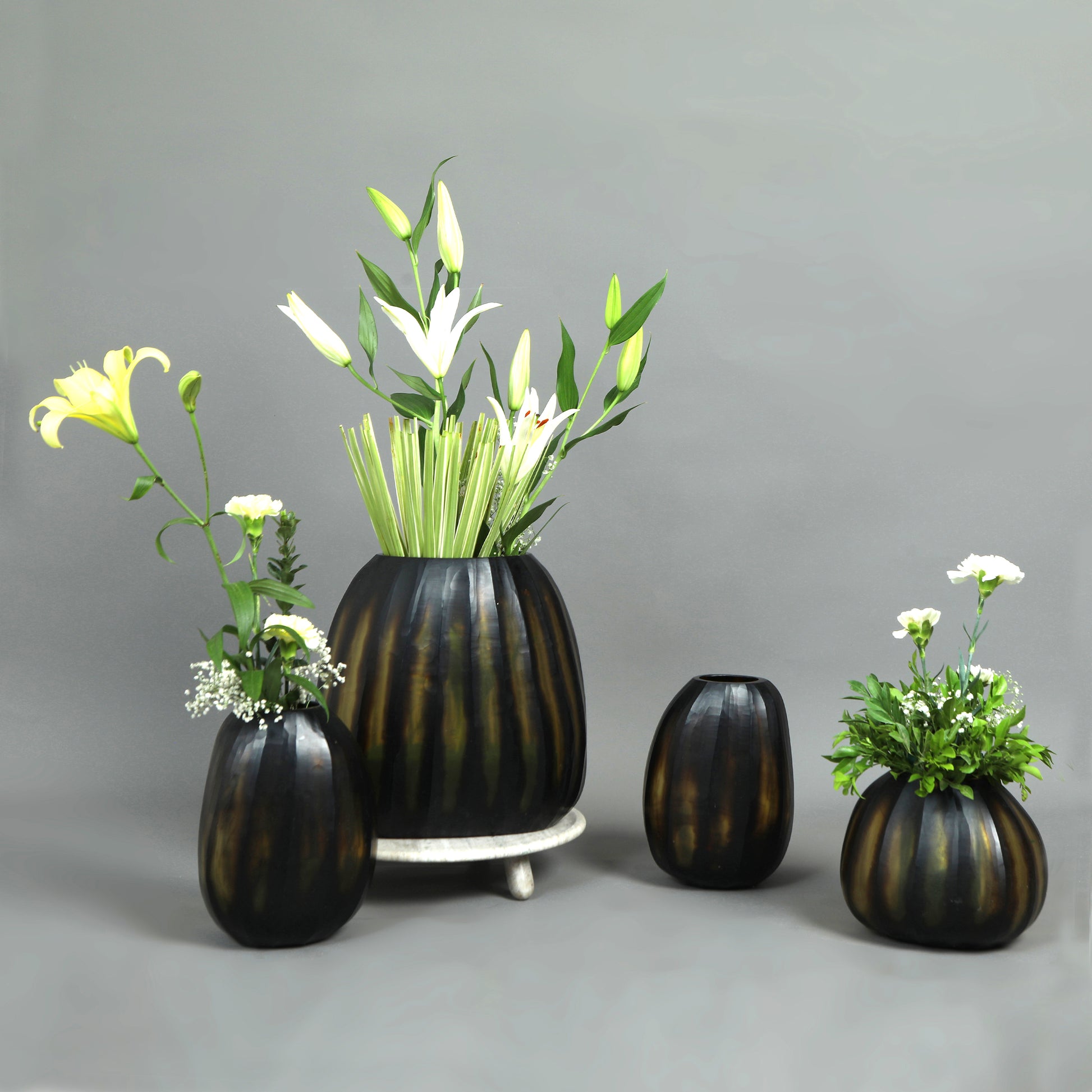 Hand Cut Glass Vase Set