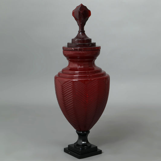 Hand Cut Glass Large Decorative Urns