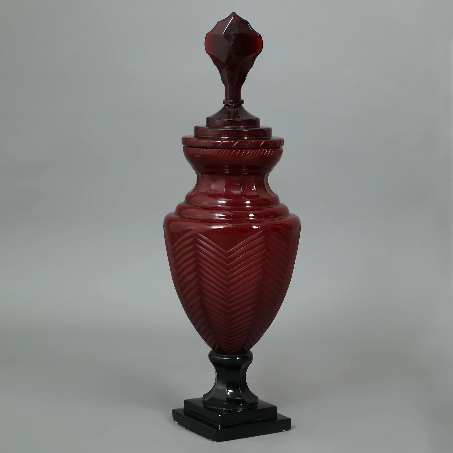 Hand Cut Glass Small Decorative Urn 