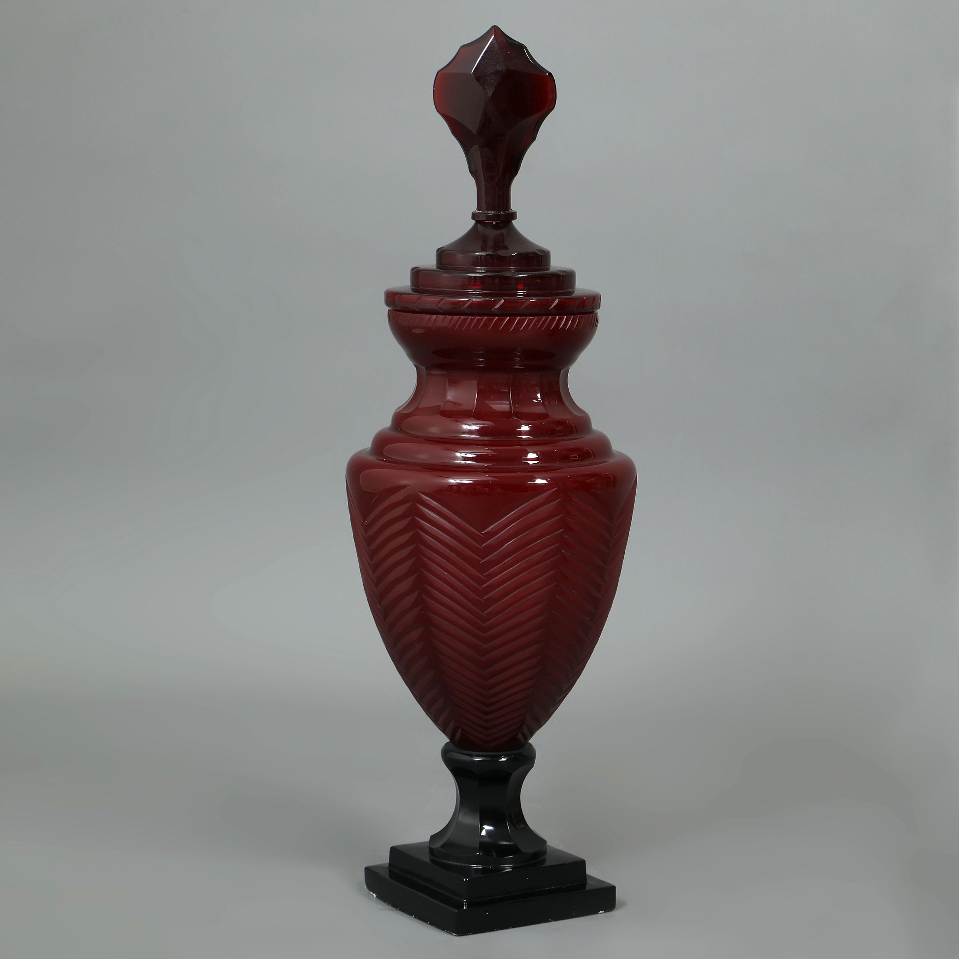 Hand Cut Glass Small Decorative Urn 