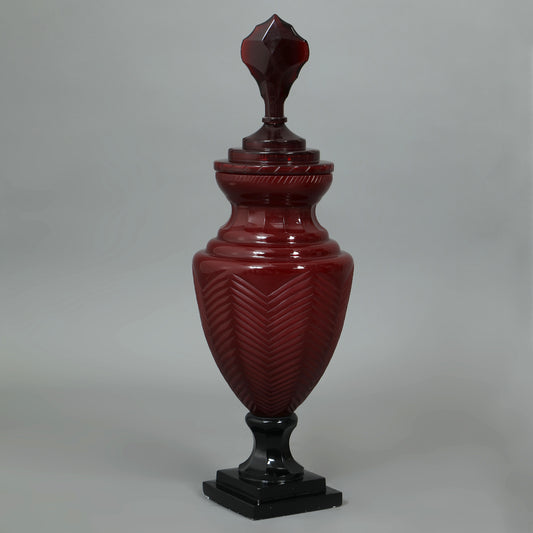 Hand Cut Glass Small Decorative Urn 