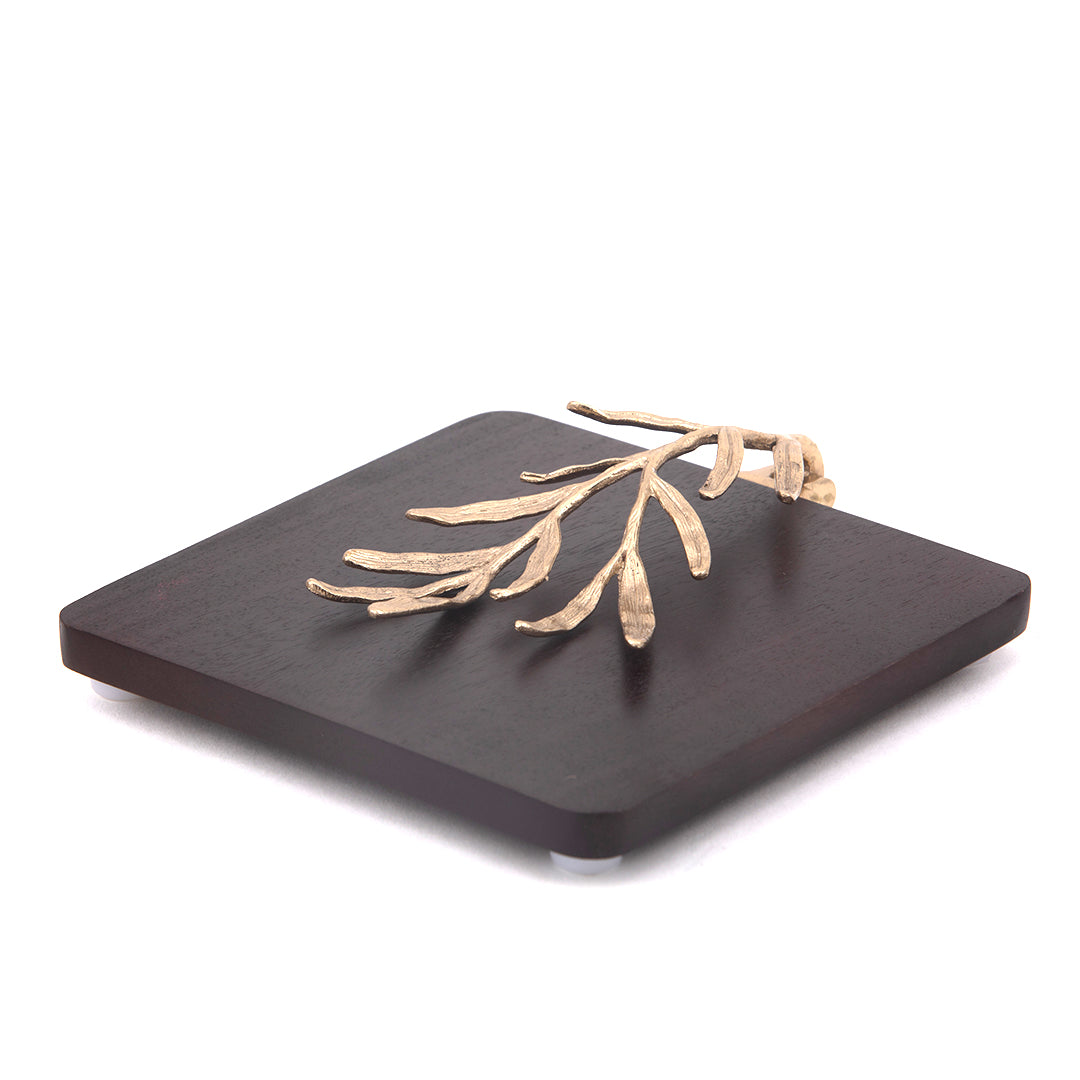 Palm Leaf Wood Tissue Holder