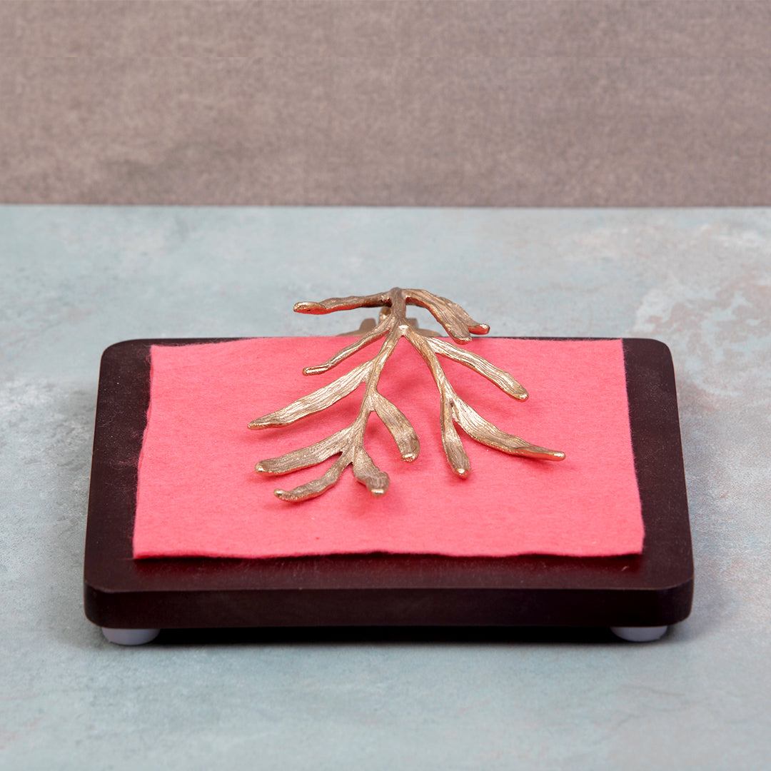 Palm Leaf Wood Tissue Holder