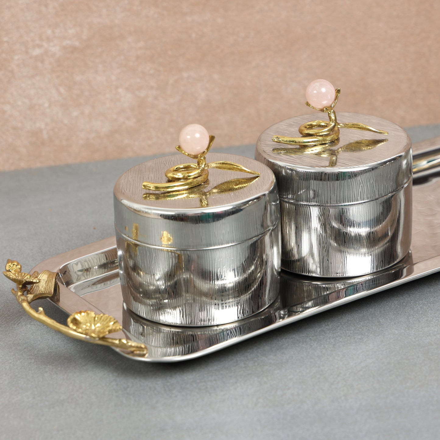 Steel Canister with Lid Pink Onyx