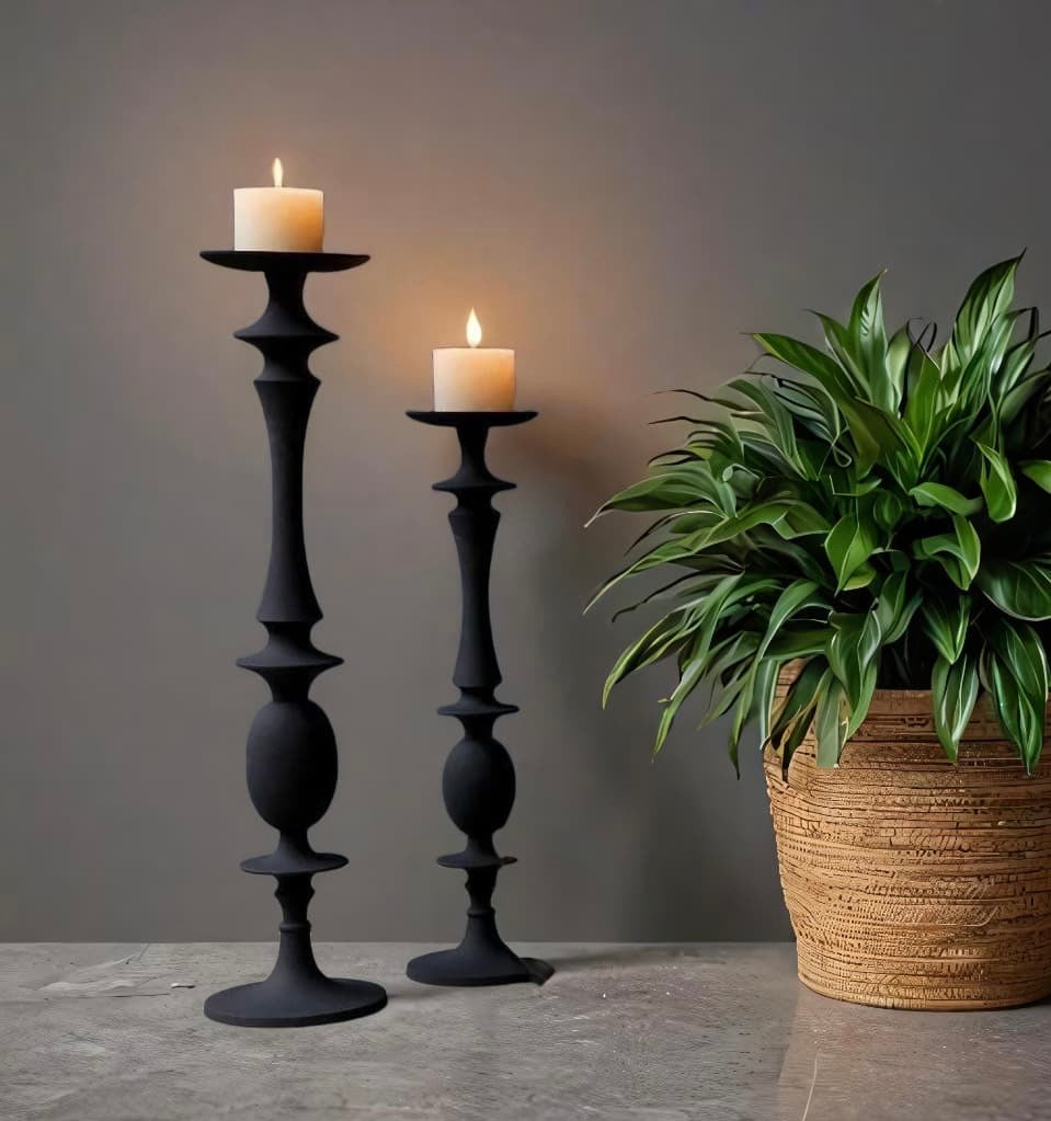 Black Candle Holder Set of 2