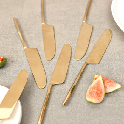 Diamond cut gold dinner knife-set of 6