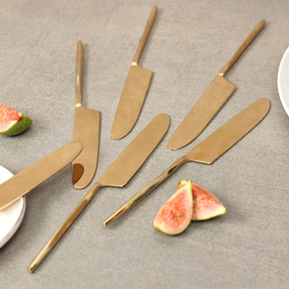 Diamond cut gold dinner knife-set of 6