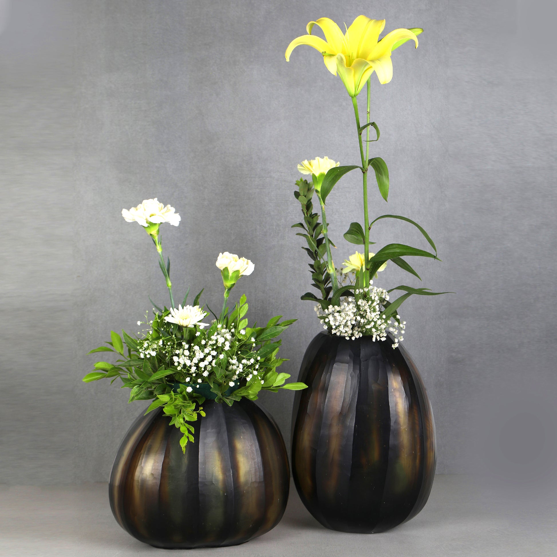 Hand Cut Glass Vase Set