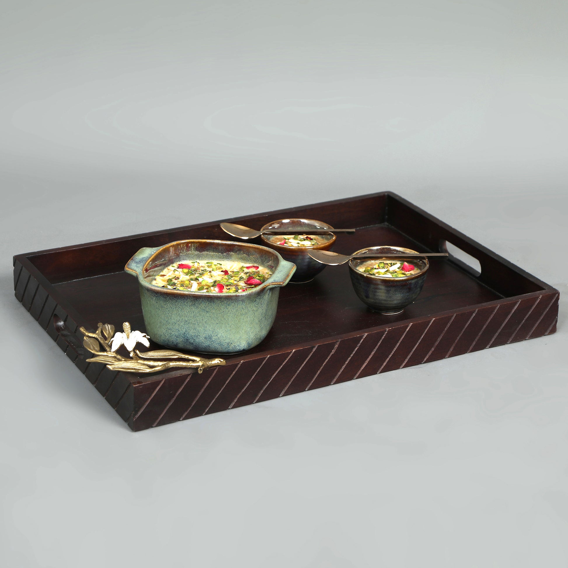  Lily Brown Hand Made Wooden Tray Large