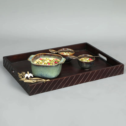  Lily Brown Hand Made Wooden Tray Large