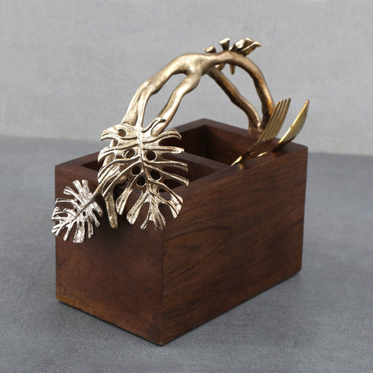 Monstera Brown Hand Made Cutlery Holder
