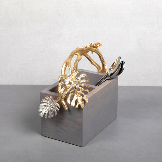 Monstara grey wooden cutlery holder