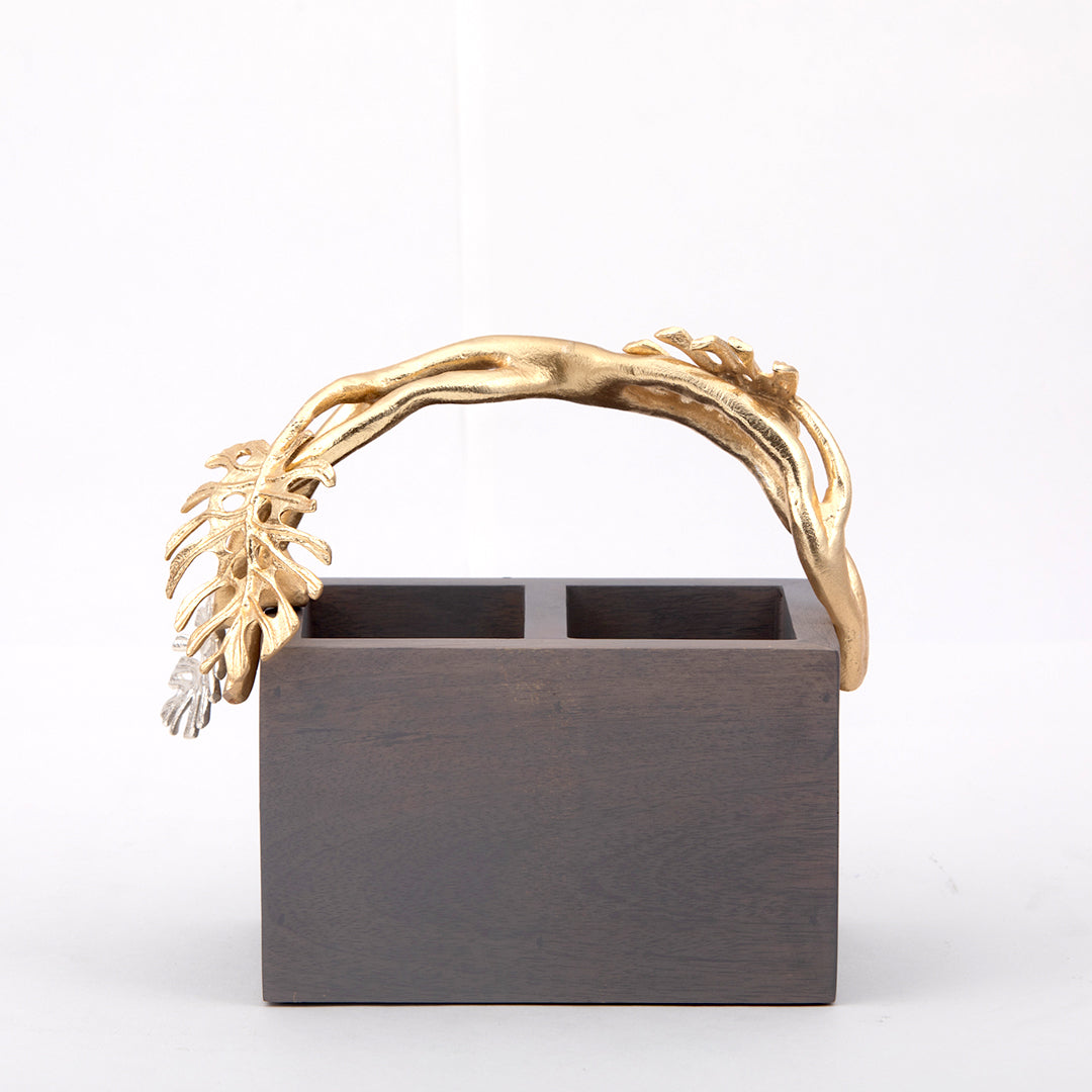 Monstara grey wooden cutlery holder