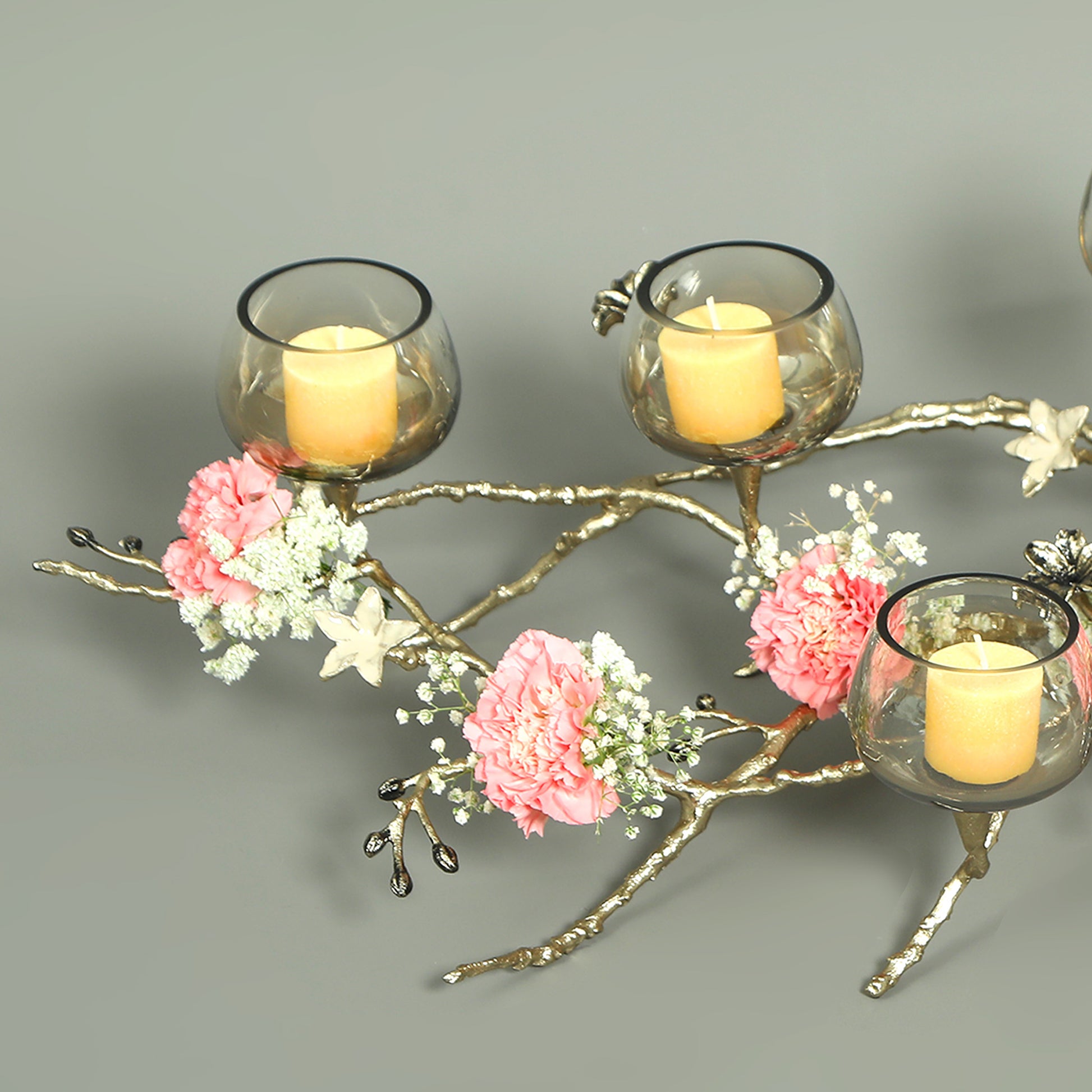 Table Top Branch Hand Made Glass Candle Holders